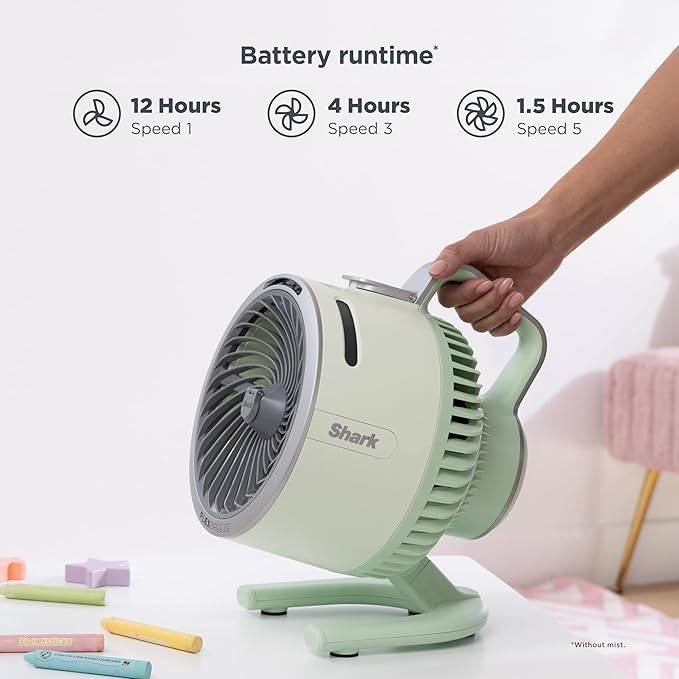 FlexBreeze HydroGo Fan & Travel Bag — Ultra-powerful portable fan with indoor + outdoor evaporative mist. Corded & cordless