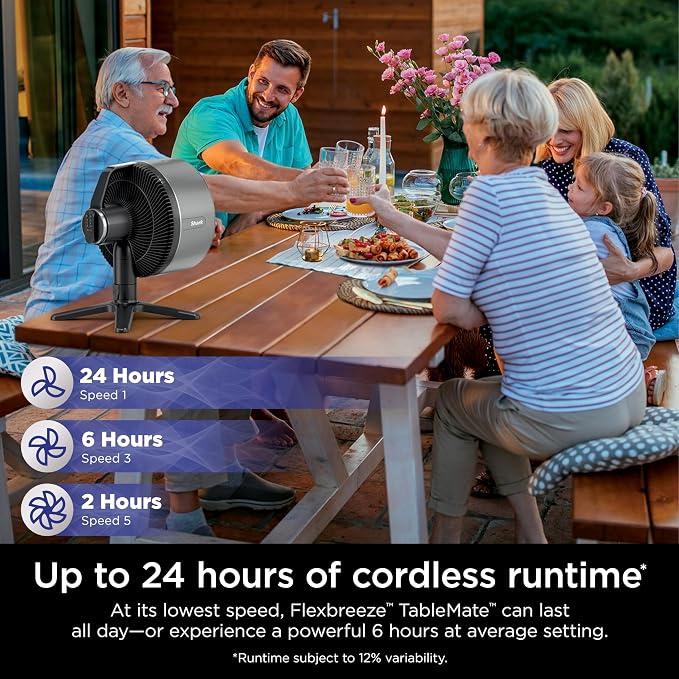 FlexBreeze TableMate Portable Tabletop Fan, Outdoor, Indoor, Corded & Cordless Tabletop Fan, Quiet, Powerful, 70ft Range, Up