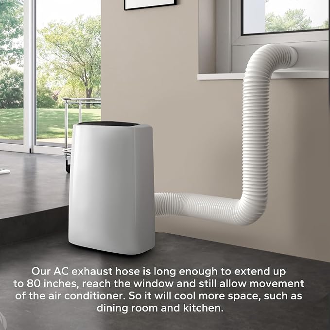 Flexible AC Hose 2 Pack: 5.9" Diameter Counterclockwise AC Hose, Length to 80", Portable Air Conditioner Vent Hose Compatible