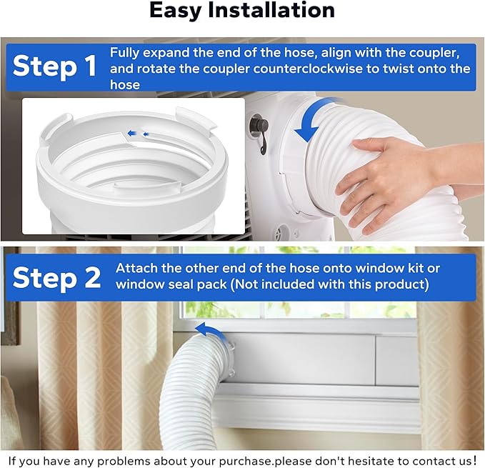 Flexible AC Hose 2 Pack: 5.9" Diameter Counterclockwise AC Hose, Length to 80", Portable Air Conditioner Vent Hose Compatible