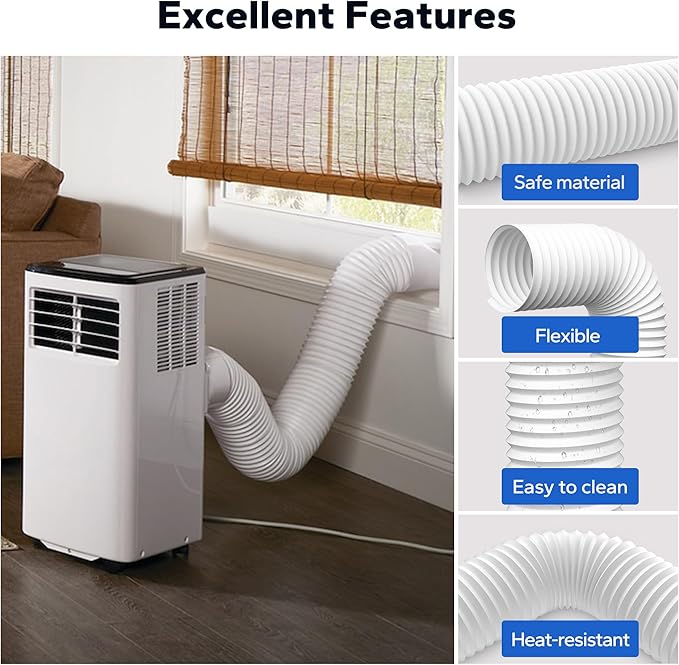 Flexible AC Hose 2 Pack: 5.9" Diameter Counterclockwise AC Hose, Length to 80", Portable Air Conditioner Vent Hose Compatible