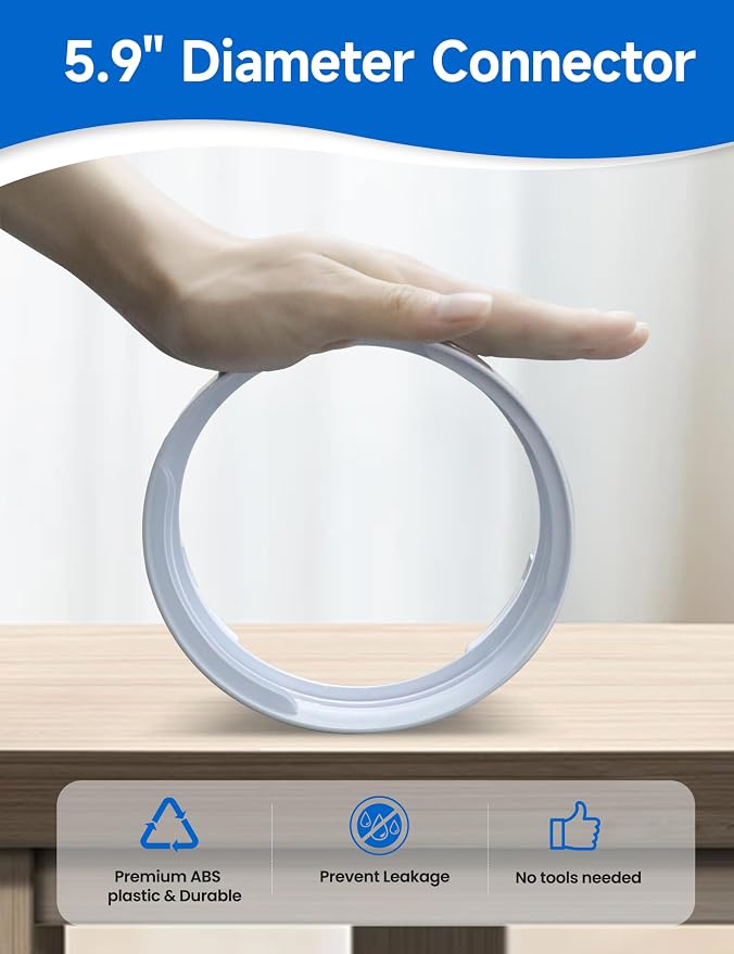 Flexible Portable Air Conditioner Hose Kit, 5.9'' Diameter Counterclockwise AC Exhaust Hose Length to 80" with Adapter