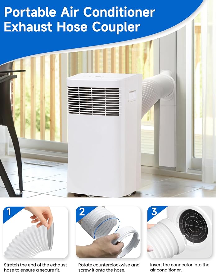 Flexible Portable Air Conditioner Hose Kit, 5.9'' Diameter Counterclockwise AC Exhaust Hose Length to 80" with Adapter