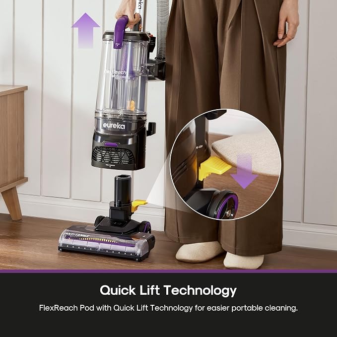 FlexReach Powerful Upright Vacuum Cleaner for Carpet and Hard Floor, Lift-Up Vacuum with Large Dust Cup, Anti-Tangle