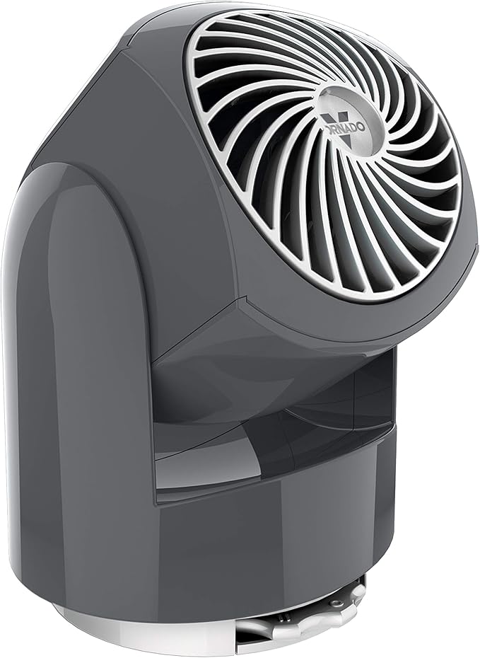 Flippi V6 Compact Air Circulator Fan, Quiet Portable Travel Fan for Office or Bedroom, Adjustable Head, 2 Speeds, Storm Gray