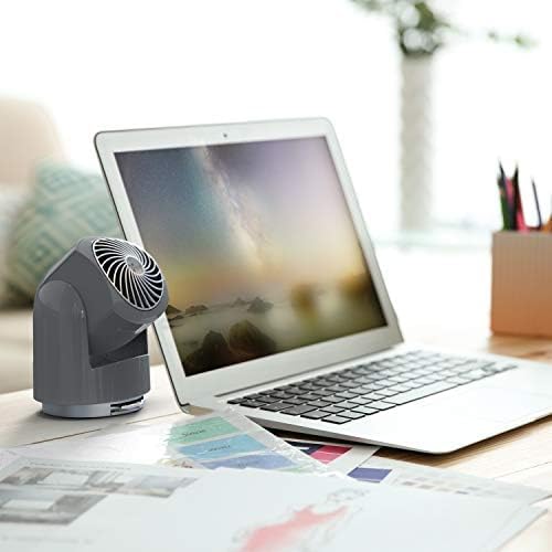 Flippi V6 Compact Air Circulator Fan, Quiet Portable Travel Fan for Office or Bedroom, Adjustable Head, 2 Speeds, Storm Gray