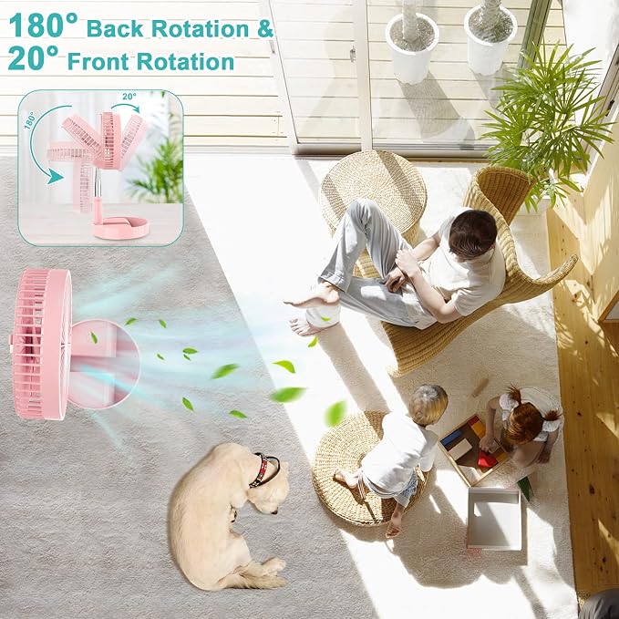 Flodaway Fan Rechargeable, Fold Away Fans Portable for Traveling Foldable Compact, Desk and Floor Fan 7200mAh Portable