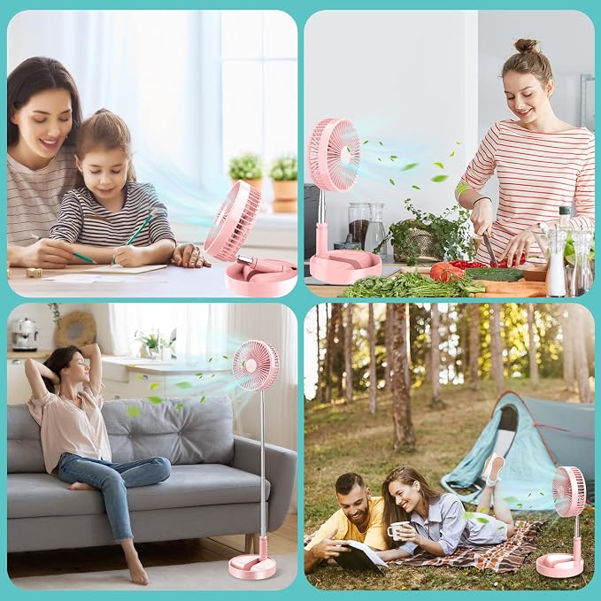 Flodaway Fan Rechargeable, Fold Away Fans Portable for Traveling Foldable Compact, Desk and Floor Fan 7200mAh Portable