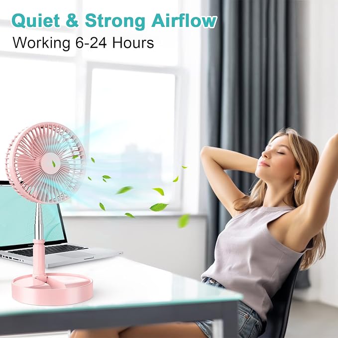 Flodaway Fan Rechargeable, Fold Away Fans Portable for Traveling Foldable Compact, Desk and Floor Fan 7200mAh Portable
