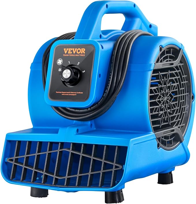 Floor Blower, 1360 RPM 600 CFM, Air Mover for Drying and Cooling, Portable Carpet Dryer Fan with 4 Blowing Angles,3-Speeds