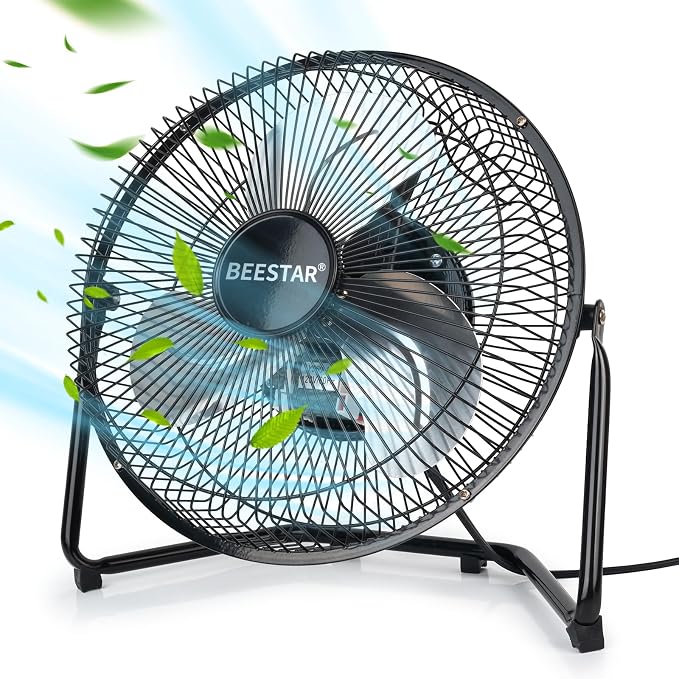 Floor Fan,3-Speed Portable Metal Fan, Fan Quiet for Home,Floor Fan with Adjustable Tilt for Home Office Bedroom,Black (9