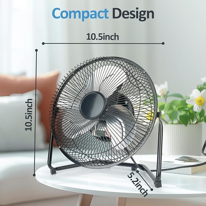 Floor Fan,3-Speed Portable Metal Fan, Fan Quiet for Home,Floor Fan with Adjustable Tilt for Home Office Bedroom,Black (9