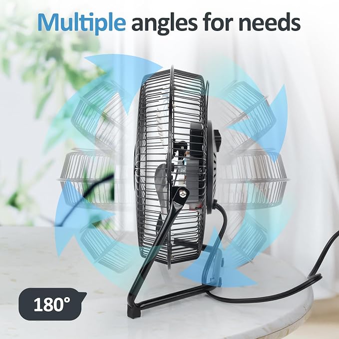 Floor Fan,3-Speed Portable Metal Fan, Fan Quiet for Home,Floor Fan with Adjustable Tilt for Home Office Bedroom,Black (9