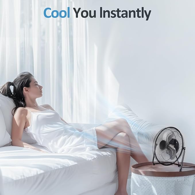 Floor Fan,3-Speed Portable Metal Fan, Fan Quiet for Home,Floor Fan with Adjustable Tilt for Home Office Bedroom,Black (9