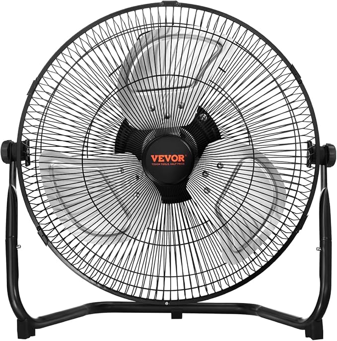 Floor Fan, 3 Speeds High Velocity Heavy Duty 14 Inch Industrial Fan, 2560 CFM 360° Adjustable Tilt 19.69 ft/sec Airflow Large