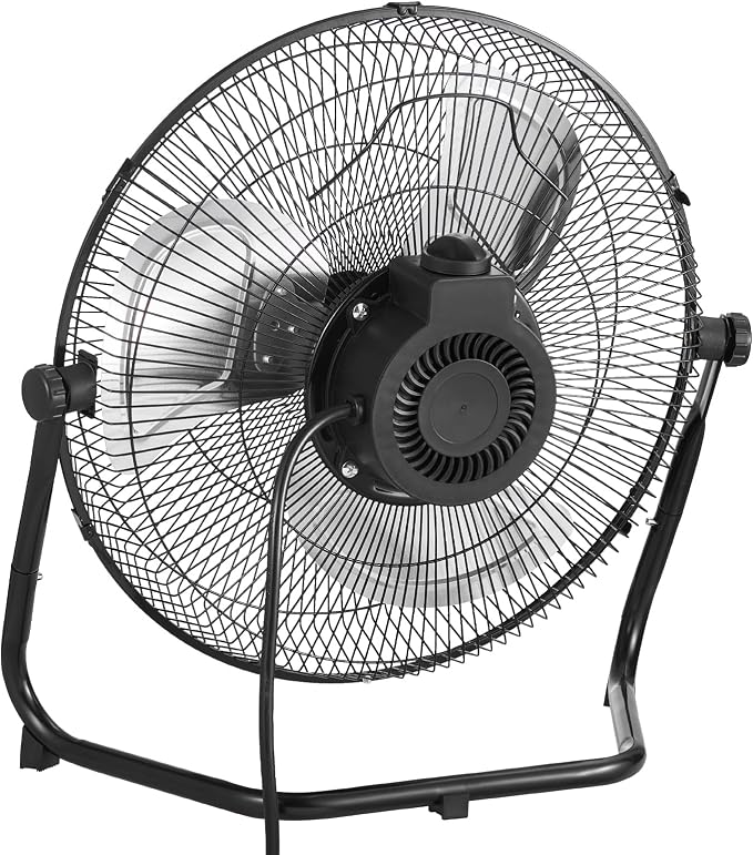 Floor Fan, 3 Speeds High Velocity Heavy Duty 14 Inch Industrial Fan, 2560 CFM 360° Adjustable Tilt 19.69 ft/sec Airflow Large