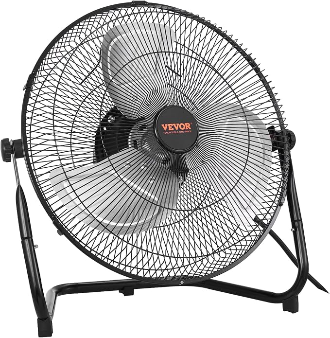 Floor Fan, 3 Speeds High Velocity Heavy Duty 14 Inch Industrial Fan, 2560 CFM 360° Adjustable Tilt 19.69 ft/sec Airflow Large
