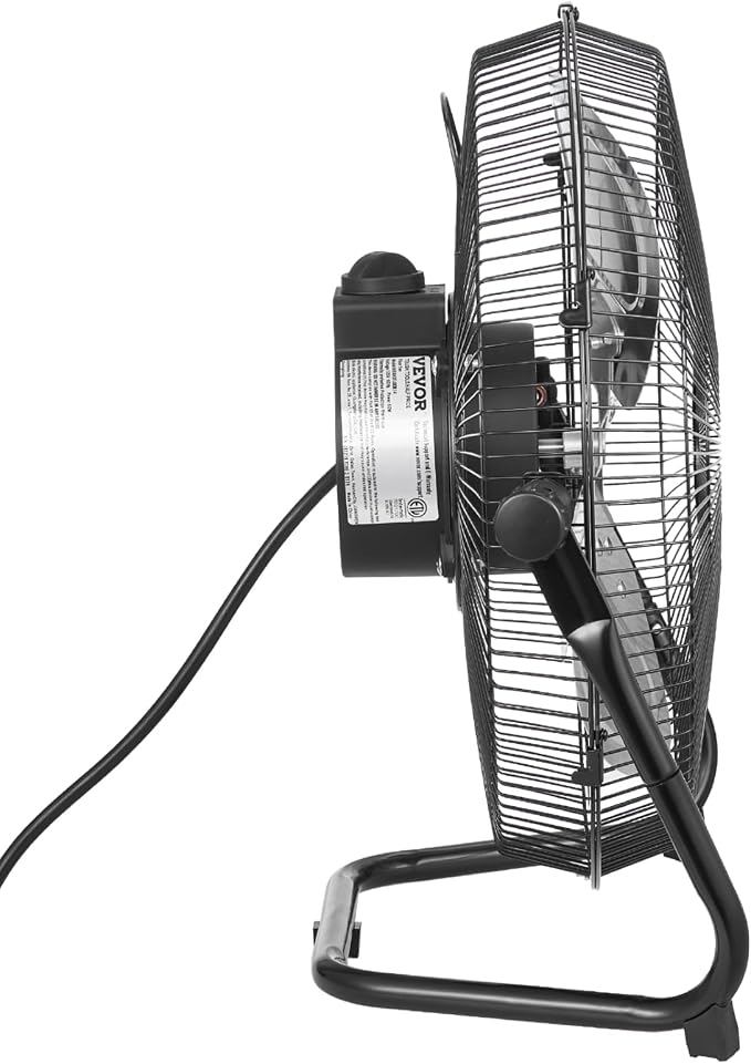 Floor Fan, 3 Speeds High Velocity Heavy Duty 14 Inch Industrial Fan, 2560 CFM 360° Adjustable Tilt 19.69 ft/sec Airflow Large