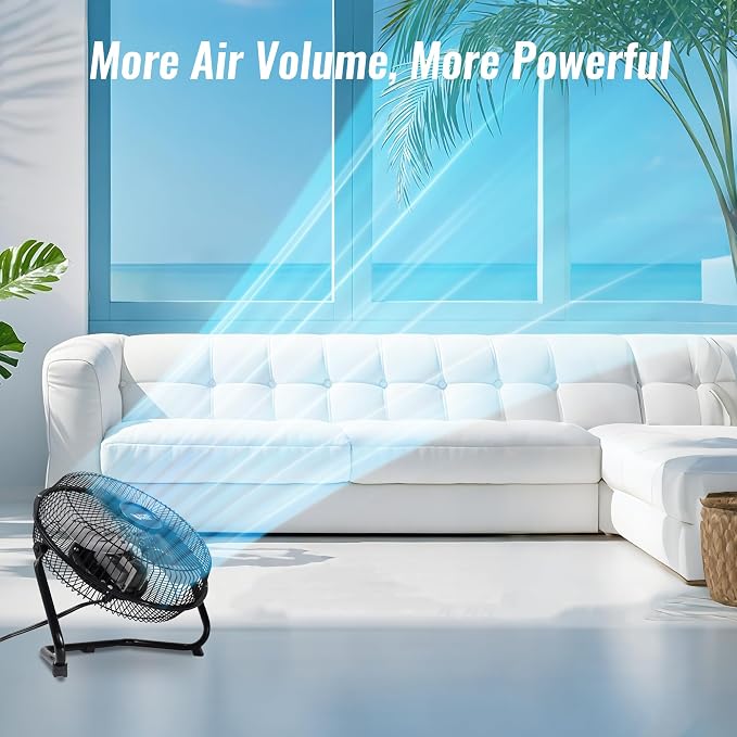 Floor Fan 9 Inch, 3-Speed Portable Metal Fan with Adjustable Tilt, Quiet Small Cradle Floor Fan for Home, Office, Bedroom