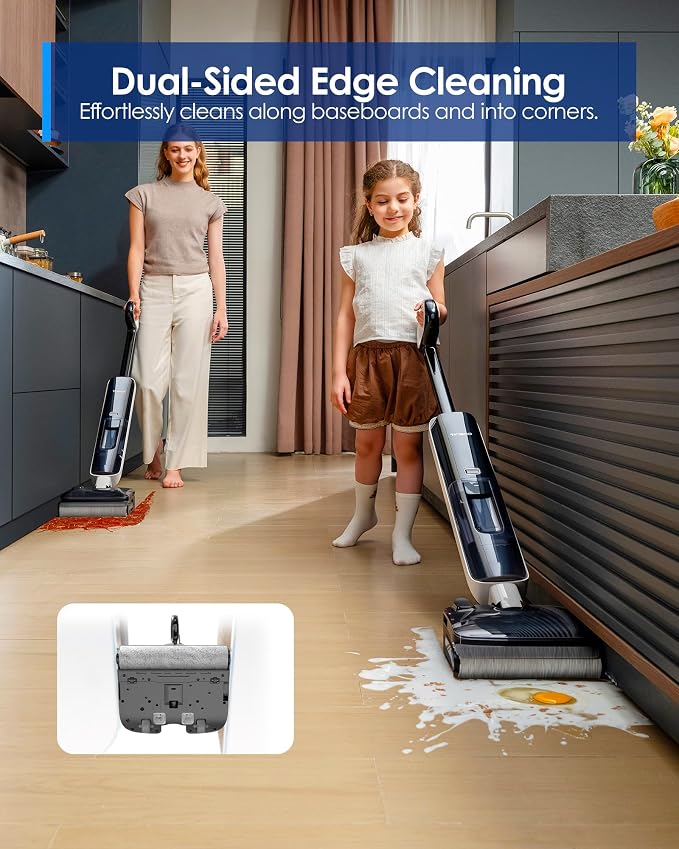 Floor ONE S6 Master Wet Dry Vacuum Cleaner, 20kPa Suction Vacuum Mop with Dual-Edge Cleaning, 45 Min Runtime (Quite Mode)