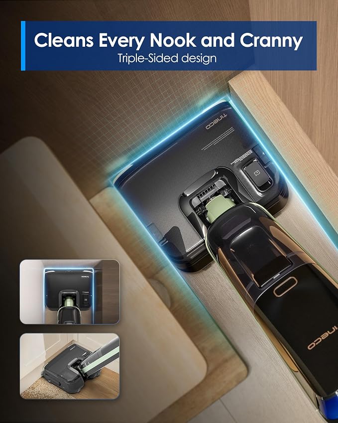 Floor ONE S7 Master Wet Dry Vacuum Cleaner, 23kPa Suction Vacuum Mop with DustReveal Green Headlight, 65 Min Runtime