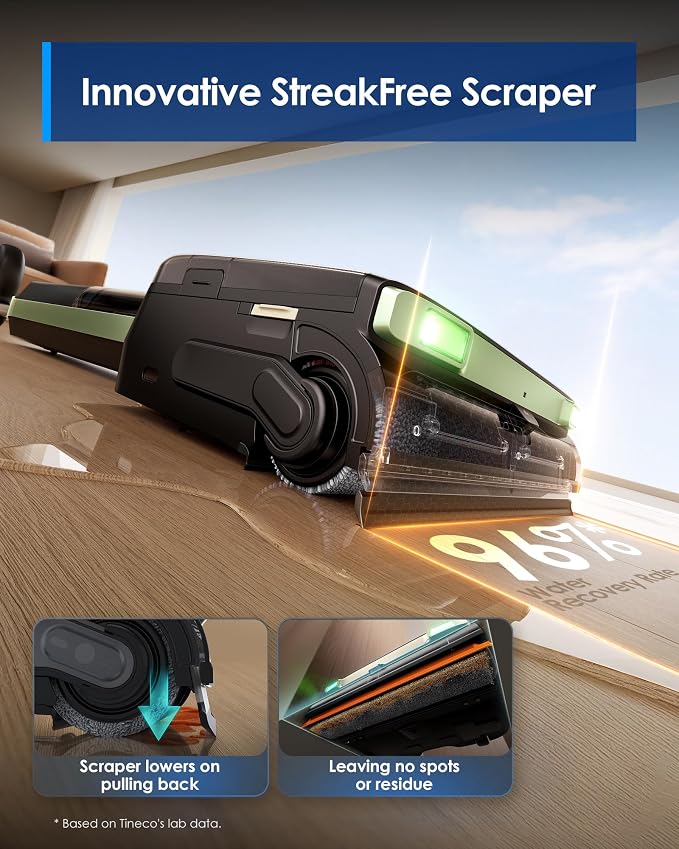 Floor ONE S7 Master Wet Dry Vacuum Cleaner, 23kPa Suction Vacuum Mop with DustReveal Green Headlight, 65 Min Runtime