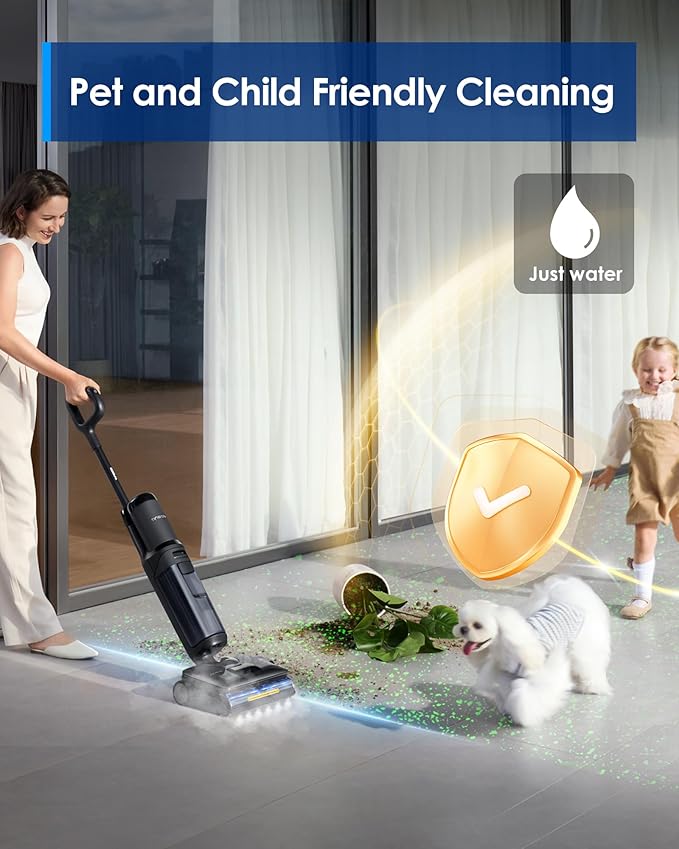 Floor One S7 Stretch Steam Cordless Wet Dry Vacuum Steam Mop All-in-One, 320°F HyperSteam, 180° Lay-Flat, Anti-Tangle Design