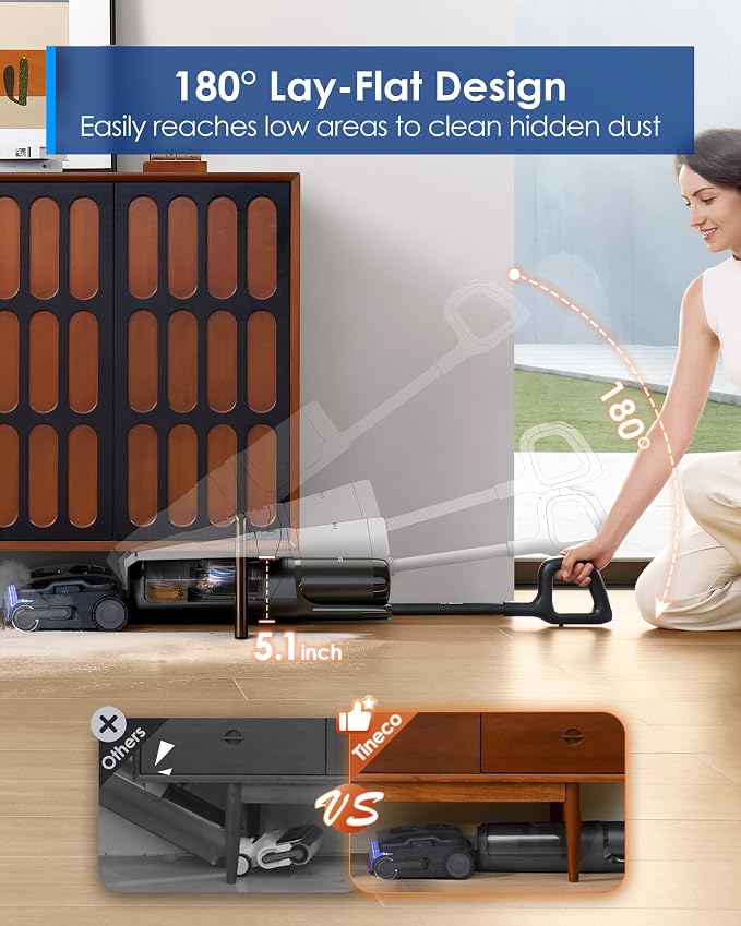 Floor One S7 Stretch Steam Cordless Wet Dry Vacuum Steam Mop All-in-One, 320°F HyperSteam, 180° Lay-Flat, Anti-Tangle Design