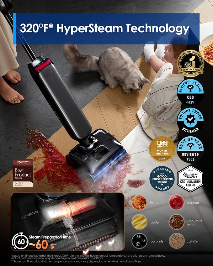 Floor One S9 Artist Steam Wet Dry Vacuum Cleaner, High-Temp Steam Cleaning, 22kPa Suction, 360° SmoothDrive, Anti-Tangle