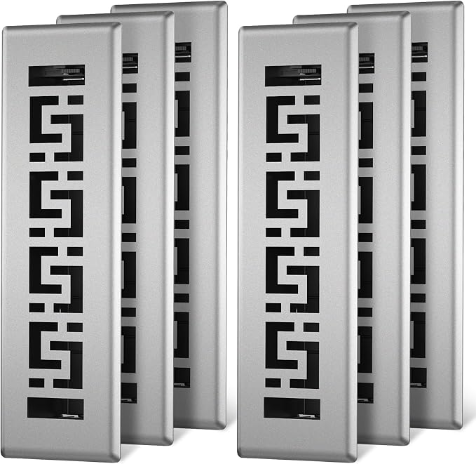 Floor Register 2x10-6 Pack Floor Vent Covers Heavy Duty Walkable Steel Floor Vents Adjustable Decorative Vent Covers for Home