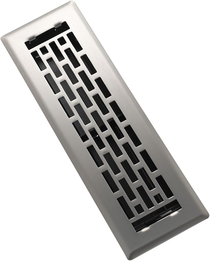 Floor Register 2x10 Inches - Heavy Duty Walkable Steel Floor Vents - Ease Adjust Air Flow Direction Floor Registers - Satin