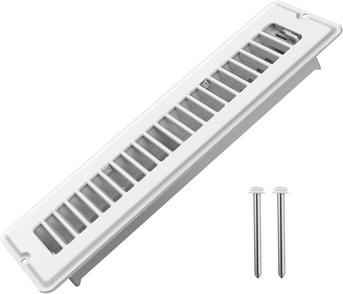 Floor Register 2x12, 1 Pack Floor Vents with 2 Pack Screws for Quick-Fit, White Vent Covers for Home Floor & Wall, Heavy Duty