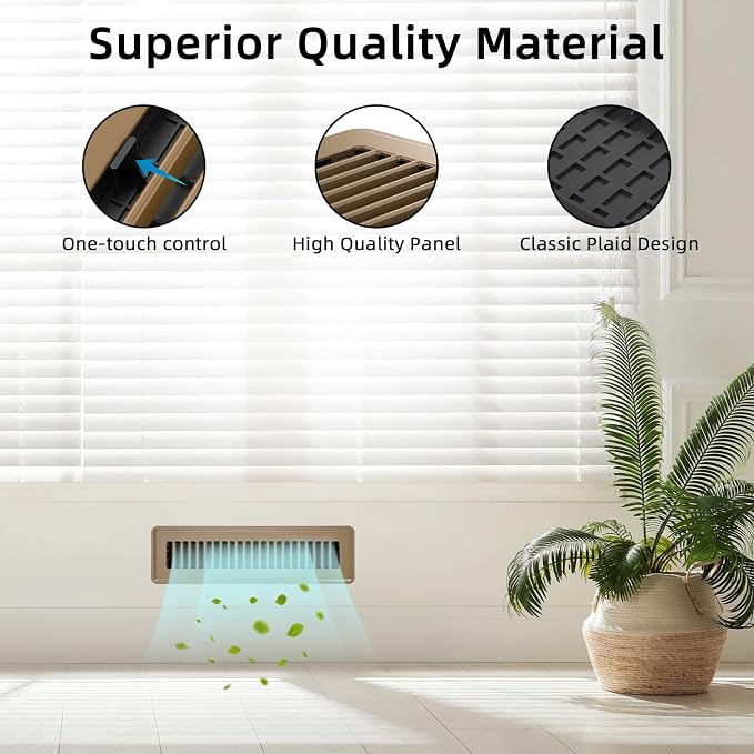 Floor Register 2x12, 6 Pack Floor Vent Covers for Home Floor Heavy Duty Steel Walkable Floor Vents Air Vent Covers 14x6 for