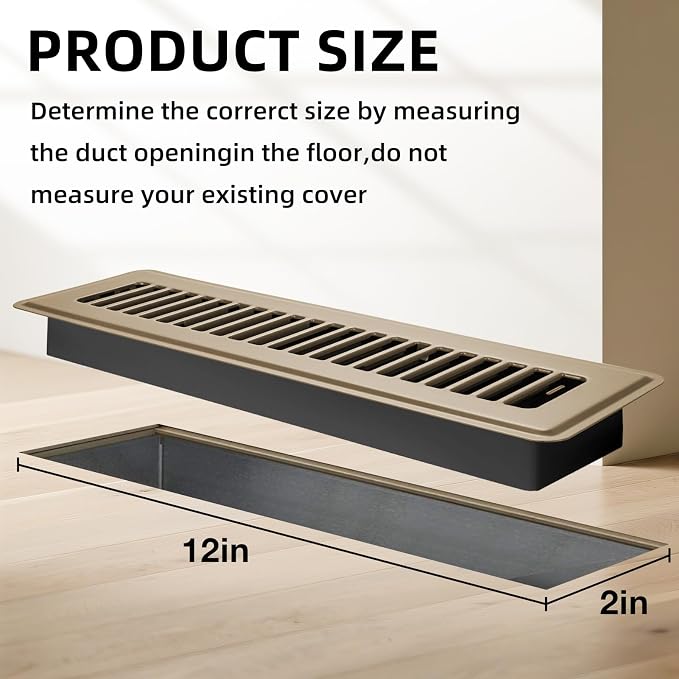Floor Register 2x12, 6 Pack Floor Vent Covers for Home Floor Heavy Duty Steel Walkable Floor Vents Air Vent Covers 14x6 for