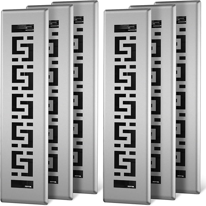 Floor Register 2x12-6 Pack Floor Vent Covers Heavy Duty Walkable Steel Floor Vents Adjustable Decorative Vent Covers for Home