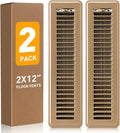 Floor Register 2x12 Inch Brown, Floor Vent Covers for Home Floor, Sidewall, Design with Adjustable Air Supply Lever Air Vent