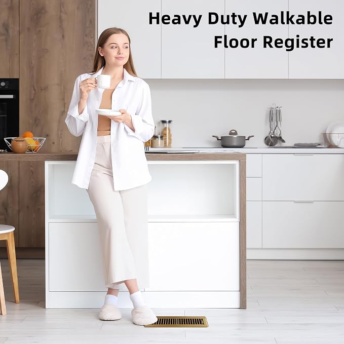 Floor Register 2x14 - Heavy Duty Walkable Vent Covers for Home Floor and Sidewall, Steel Rust-Resistant Vent Registers Grille