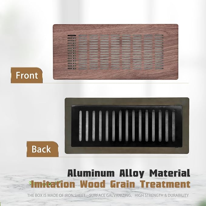 Floor Register 4" x 10" (Duct Opening Size) Easy Adjust Air Vent Cover,Floor Vent Covers Register Grille,Heavy Duty Vent