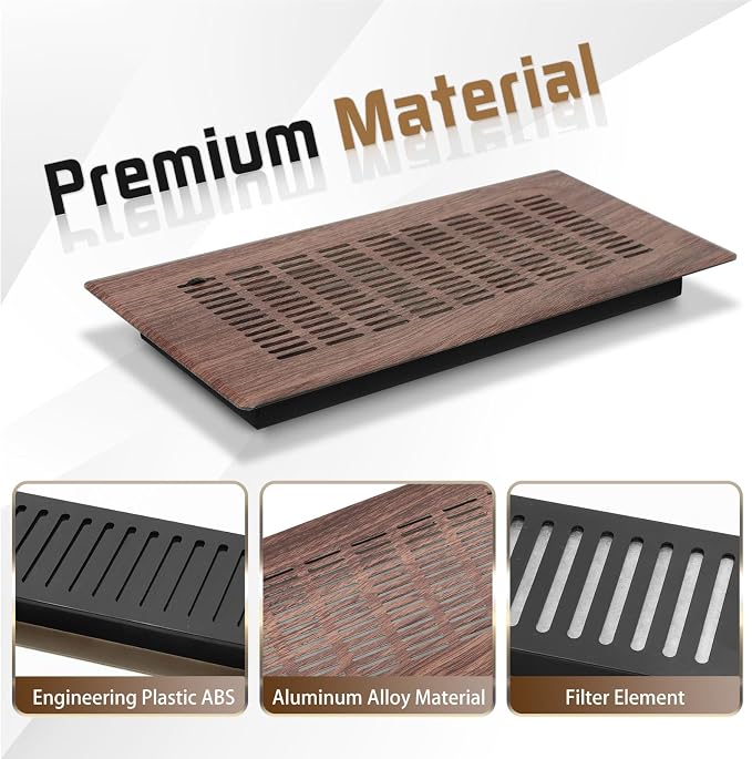 Floor Register 4" x 10" (Duct Opening Size) Easy Adjust Air Vent Cover,Floor Vent Covers Register Grille,Heavy Duty Vent