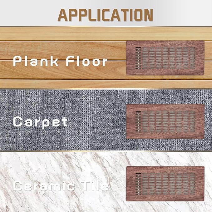 Floor Register 4" x 10" (Duct Opening Size) Easy Adjust Air Vent Cover,Floor Vent Covers Register Grille,Heavy Duty Vent