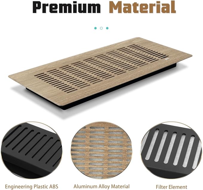 Floor Register 4" x 10" (Duct Opening Size) Easy Adjust Air Vent Cover, Floor Vent Covers Register Grille, Heavy, alternate