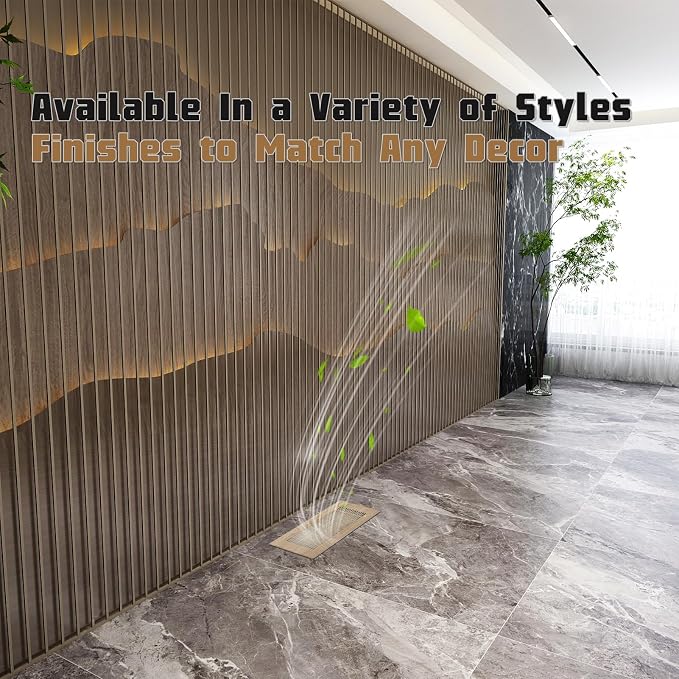 Floor Register 4" x 10" (Duct Opening Size) Easy Adjust Air Vent Cover, Floor Vent Covers Register Grille, Heavy, alternate