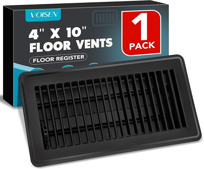 Floor Register, 4" x 10" Floor Vents, Steel Adjustable Air Supply Grille Register Vent Cover Grill for Sidewall and