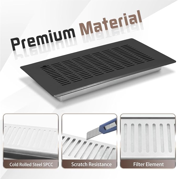 Floor Register 4" x 12" (Duct Opening Size) Easy Adjust Air Vent Cover,Floor Vent Covers Register Grille,Heavy Duty Vent