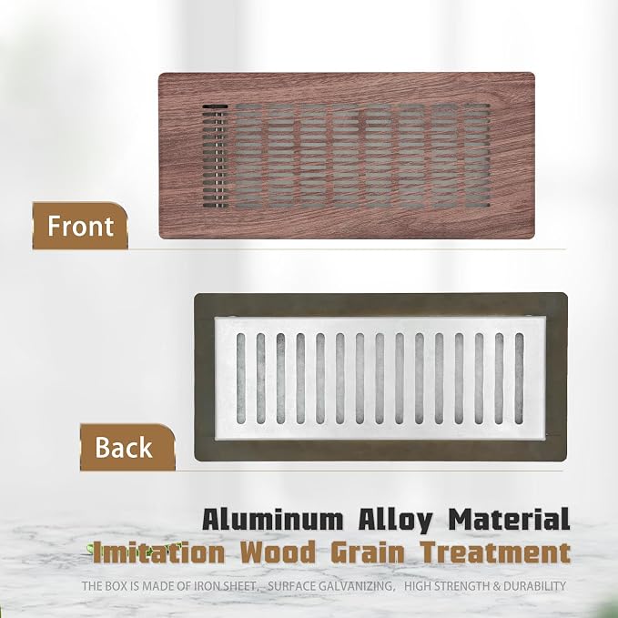 Floor Register 4" x 12" (Duct Opening Size) Easy Adjust Air Vent Cover,Floor Vent Covers Register Grille,Heavy Duty Vent