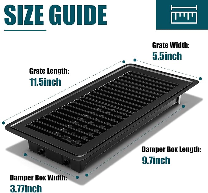 Floor Register 4x10, 10 Pack Black Floor Register Vents,Heavy Duty Steel Walkable Floor Vents,Vent Covers for Home Floor