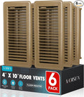 Floor Register 4x10, 6 Pack Brown Floor Vent Covers, Heavy Duty Steel Walkable Floor Vents,Vent Covers for Home Floor