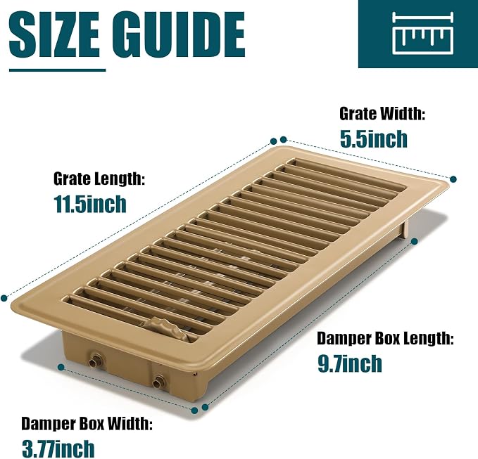 Floor Register 4x10, 6 Pack Brown Floor Vent Covers, Heavy Duty Steel Walkable Floor Vents,Vent Covers for Home Floor