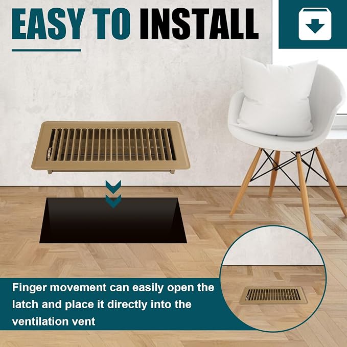 Floor Register 4x10, 6 Pack Brown Floor Vent Covers, Heavy Duty Steel Walkable Floor Vents,Vent Covers for Home Floor