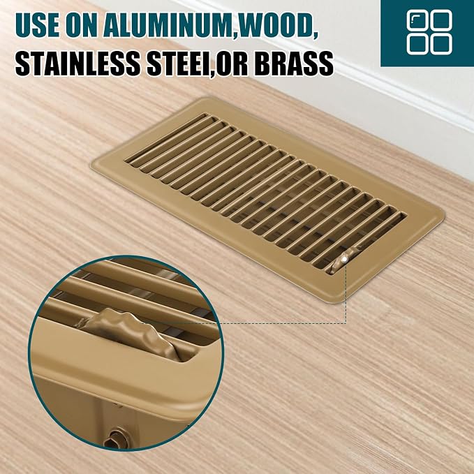 Floor Register 4x10, 6 Pack Brown Floor Vent Covers, Heavy Duty Steel Walkable Floor Vents,Vent Covers for Home Floor